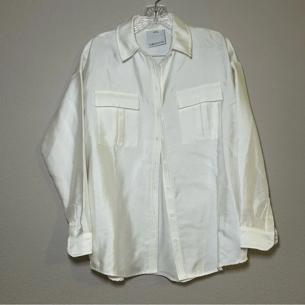 C/MEO Collective White Button Down Shirt women’s small classic minimal career - Picture 1 of 8